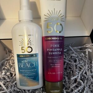 Bath & Body Works SPF 50 Sunscreen Set - Blue and Pink